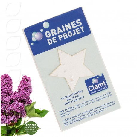 Carte publicitaire en sachet tranparent avec forme en papier